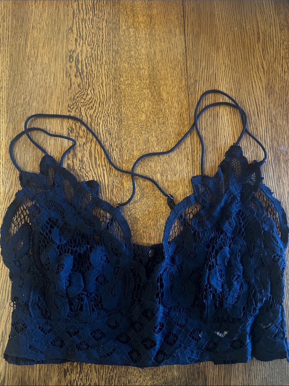 Free People Lace Bralette with Delicate Straps - Black